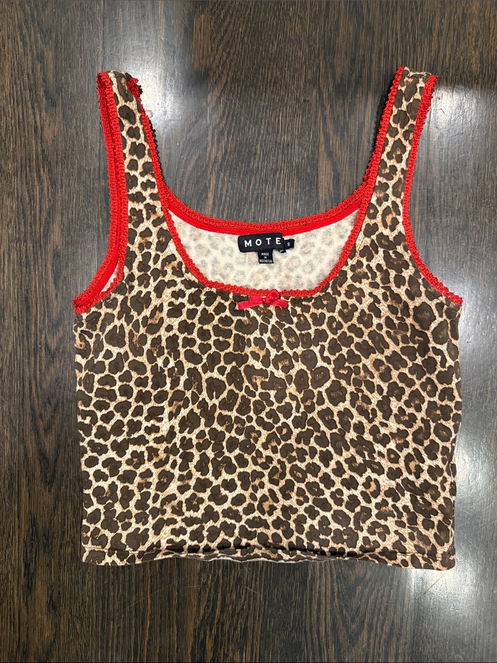 Motel Rocks Leopard Tank with Red Trim